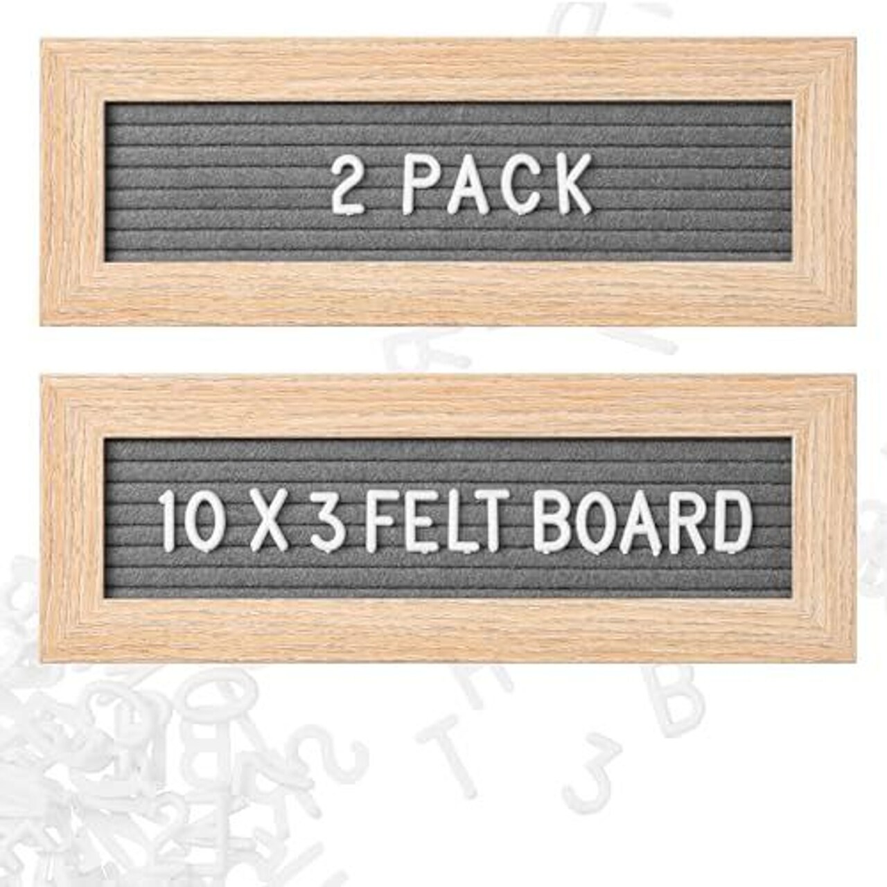 Maplefield Mini Felt Letterboard - 2 Pack Small, Gray - DIY Announcements & Mini Changeable Sign - Includes Plastic Letters, Numbers & Emojis & Letter Board with Numbers (20 x 16 in)